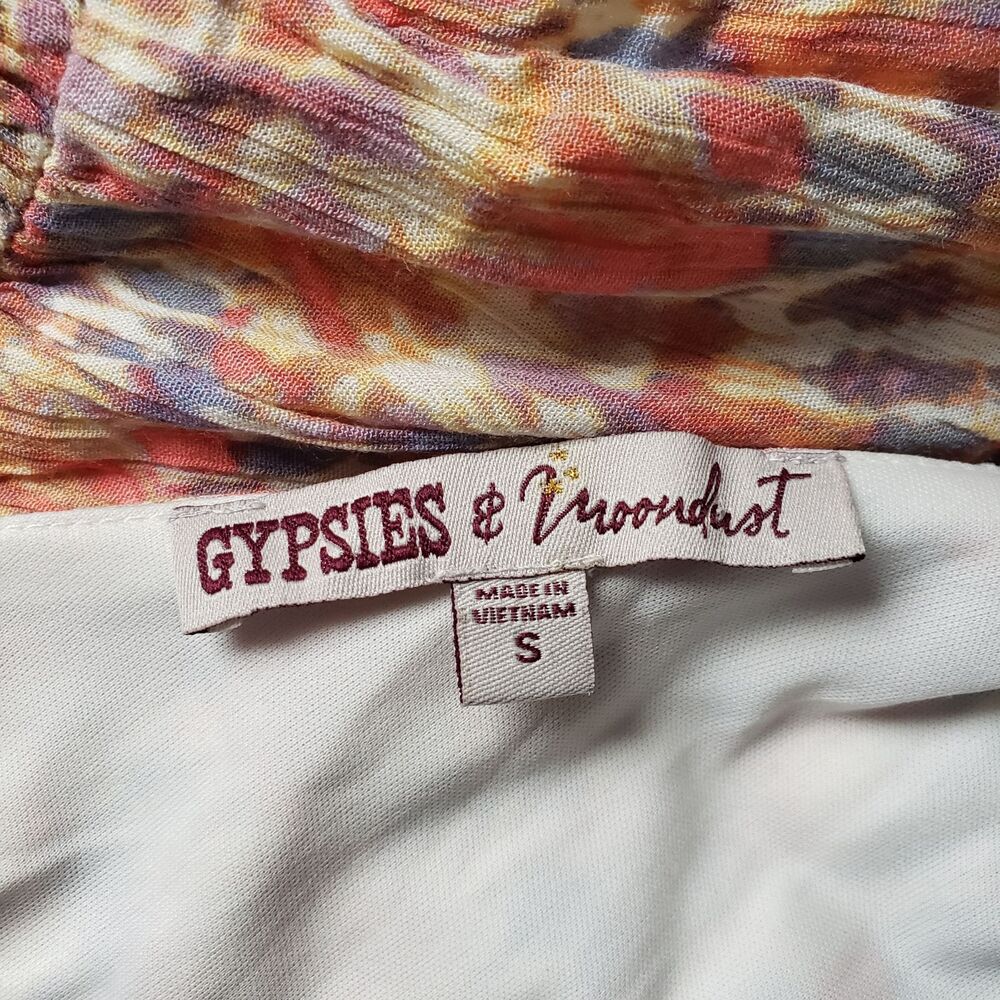 Gypsies & Moondust Mini Sun Dress Small Geometric Tie Shoulder Boho - Picture 5 of 10